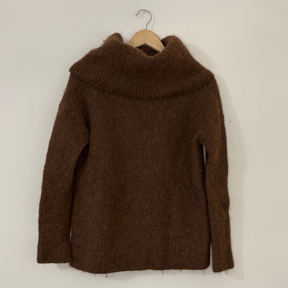 Banana Republic Oversized Cowl Neck Alpaca Blend Sweater Brown Cozy Luxe Large
